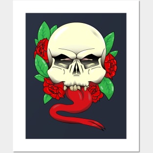 skull and roses Posters and Art